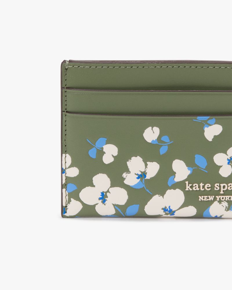 Kate Spade,Devin Cardholder,Leather,Card Case,Plastic,Logo,Metal,Casual,Olive