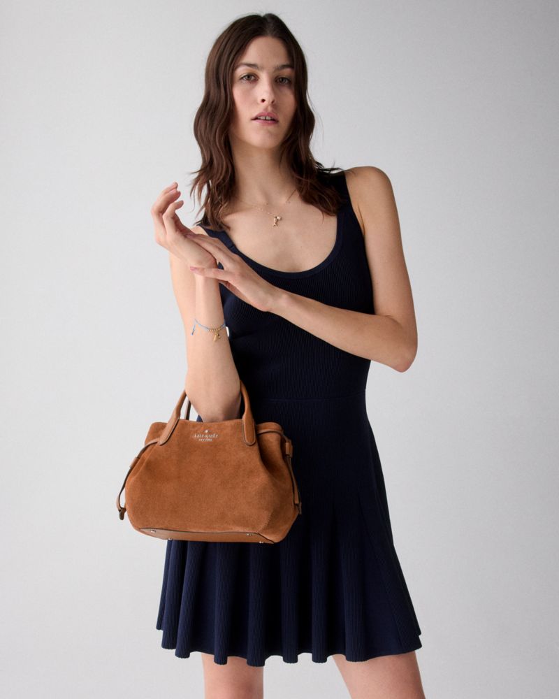 Kate Spade,Dumpling Suede Small Satchel,Mixed Media,Suede,Satchel,Casual,