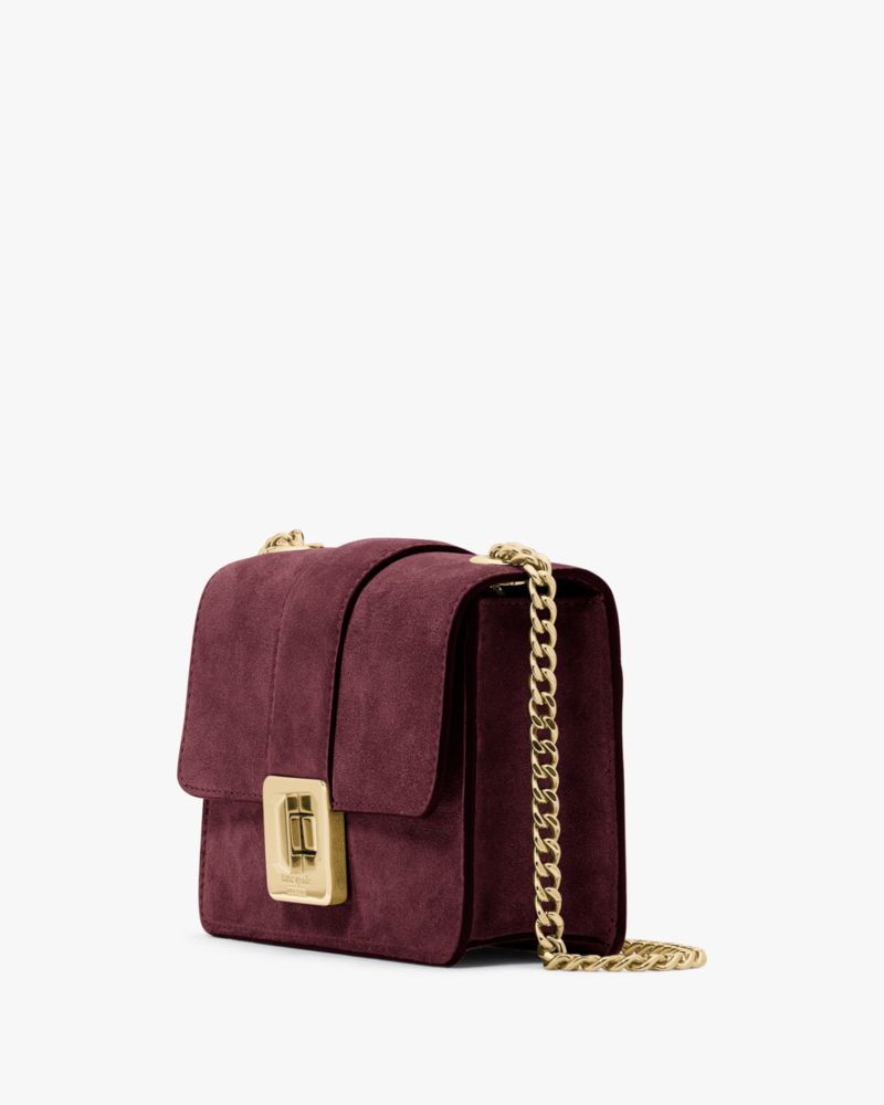 Kate Spade,Phoebe Suede Turnlock Mini Flap Crossbody,