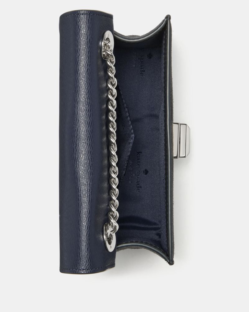 Kate Spade,Phoebe Suede Turnlock Mini Flap Crossbody,Suede,Crossbody,Mesh,Compact,Gold Metal,Day Party,Navy