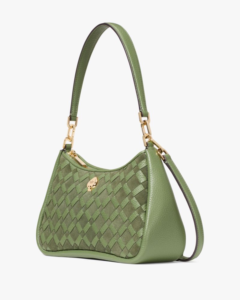 Kate Spade,Kayla Woven Leather Small Convertible Shoulder Bag,