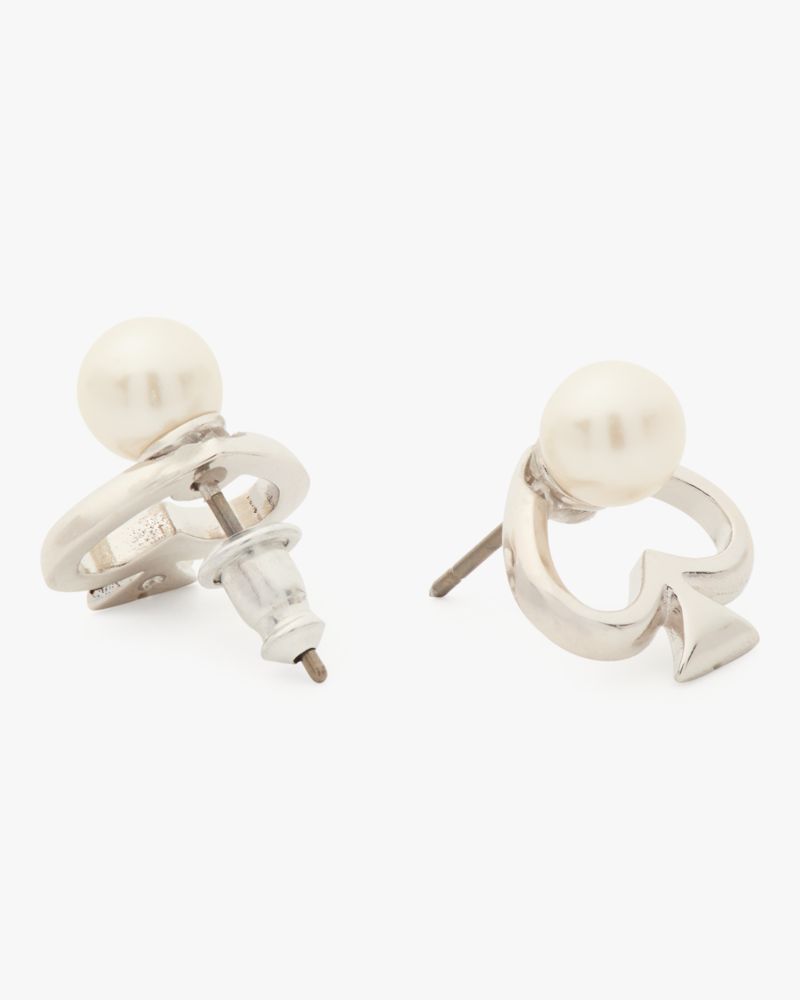 Kate Spade,ステートメント スペード パール ピアス,ジュエリー,クリーム/シルバー