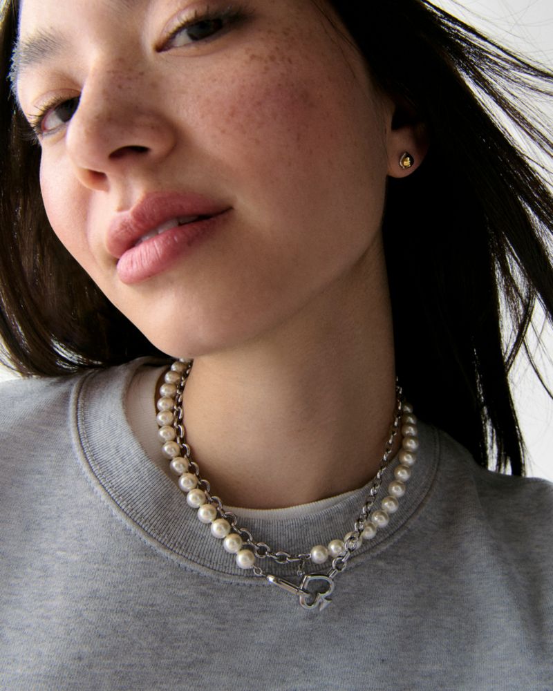 Kate Spade,Statement Spade Pearl Wrap Necklace,