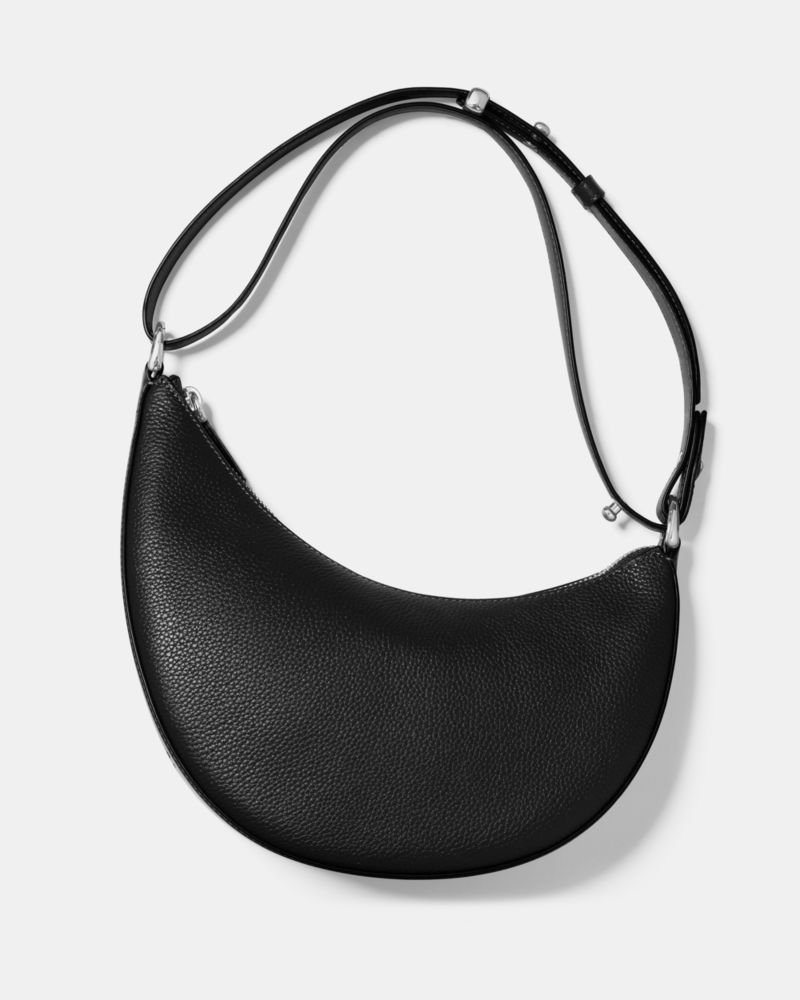 Kate Spade,Duo Crossbody Bag,Leather,Belt Bag,Crossbody,Logo,Adjustable,Removable Pouch,Gold Metal,Casual,Day Party,Black,Front View