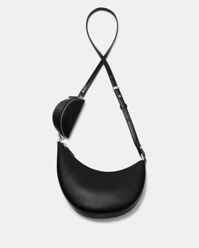 Kate Spade,Duo Crossbody Bag,Leather,Belt Bag,Crossbody,Logo,Adjustable,Removable Pouch,Gold Metal,Casual,Day Party,Black