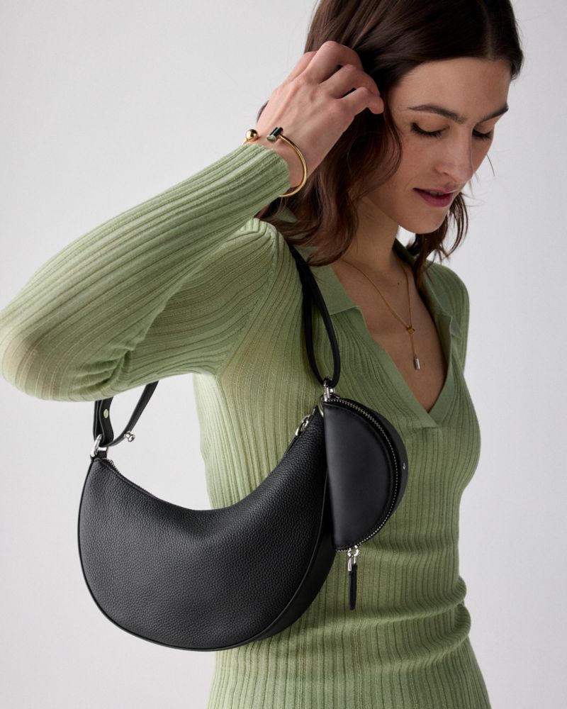 Kate Spade,Duo Crossbody Bag,Leather,Crossbody,Belt Bag,Logo,Removable Pouch,Adjustable,Gold Metal,Day Party,Casual,Black