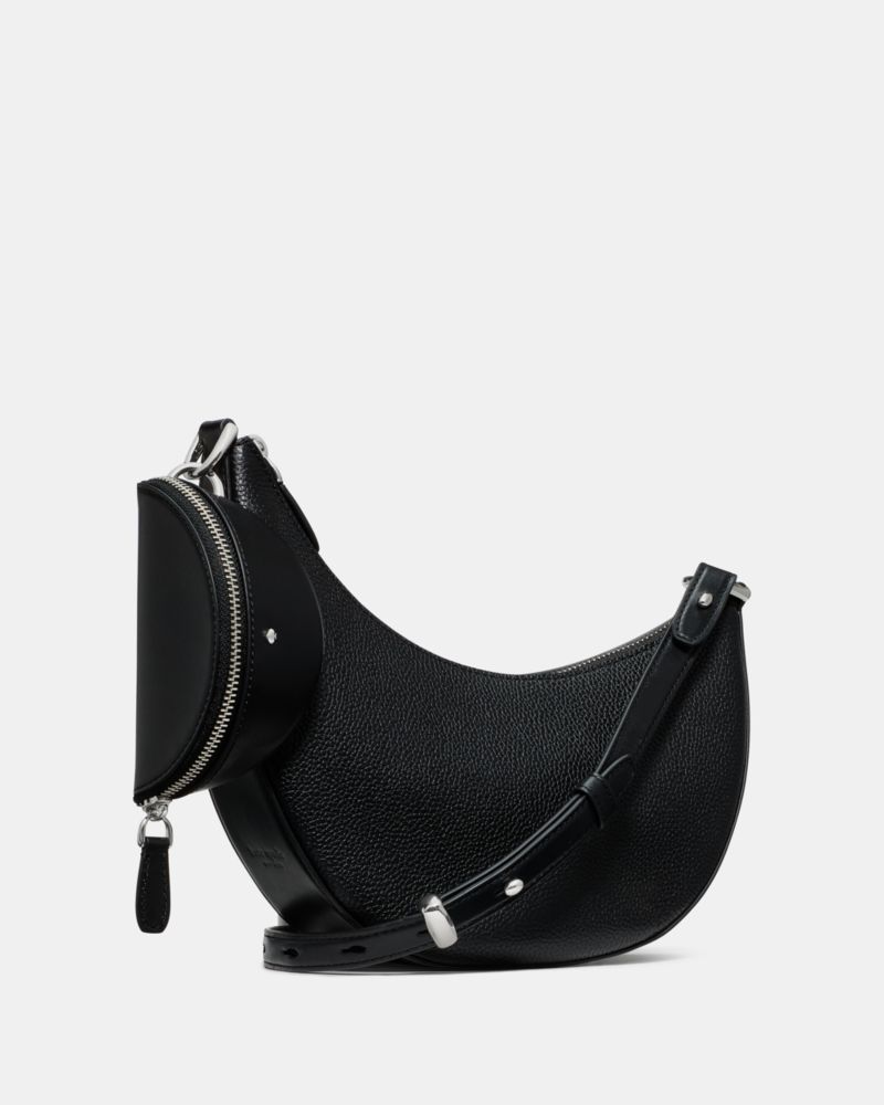 Kate Spade,Duo Crossbody Bag,Leather,Belt Bag,Crossbody,Logo,Adjustable,Removable Pouch,Gold Metal,Casual,Day Party,Black