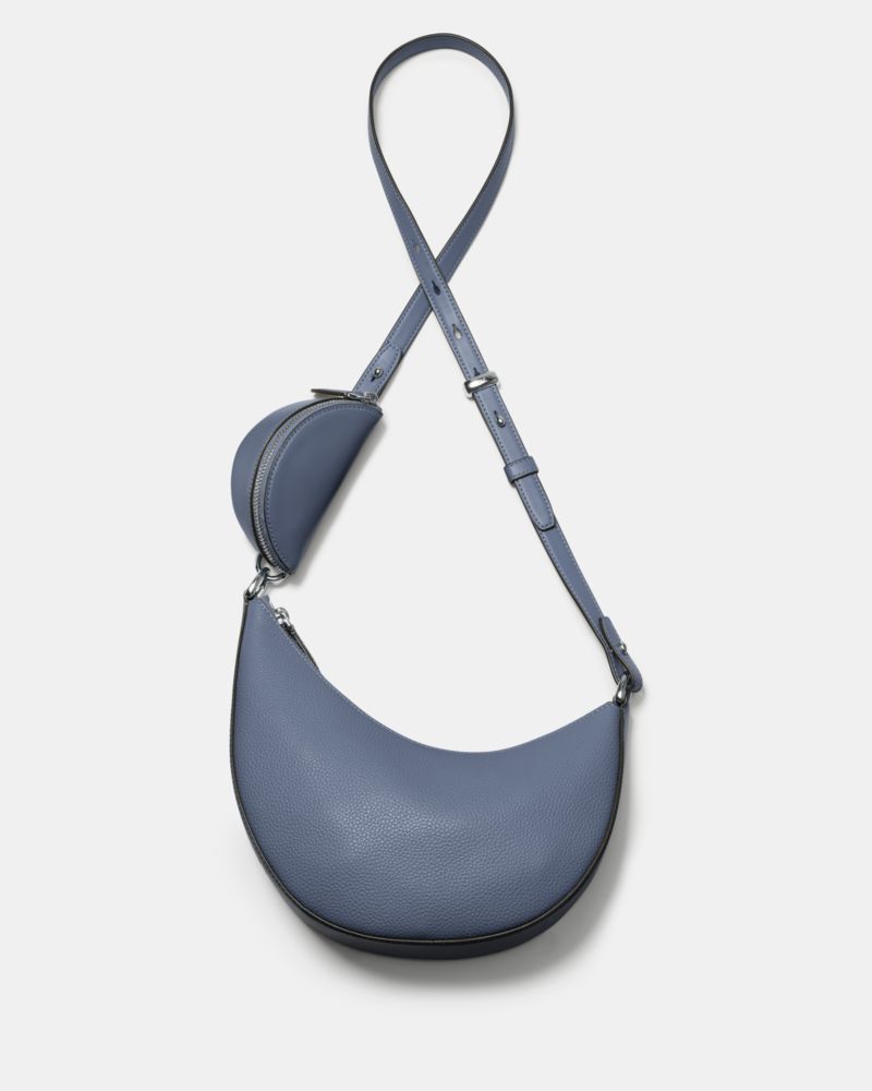 Kate Spade,Duo Crossbody Bag,Leather,Belt Bag,Crossbody,Logo,Removable Pouch,Adjustable,Gold Metal,Casual,Day Party,Blue