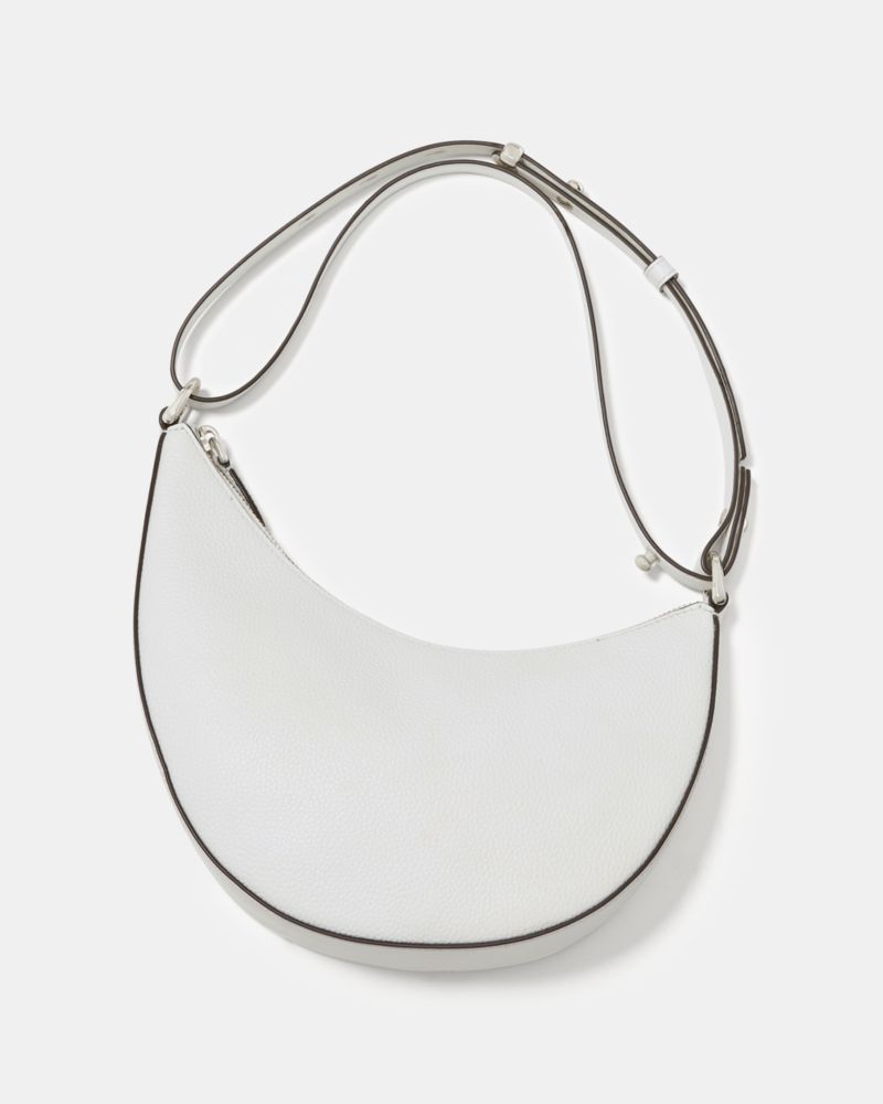 Kate Spade,Duo Crossbody Bag,Leather,Belt Bag,Crossbody,Logo,Adjustable,Removable Pouch,Gold Metal,Casual,Day Party,White,Front View