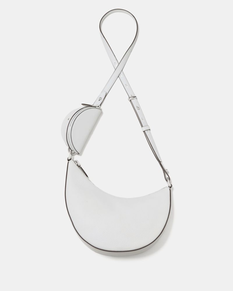 Kate Spade,Duo Crossbody Bag,Leather,Belt Bag,Crossbody,Logo,Adjustable,Removable Pouch,Gold Metal,Casual,Day Party,White