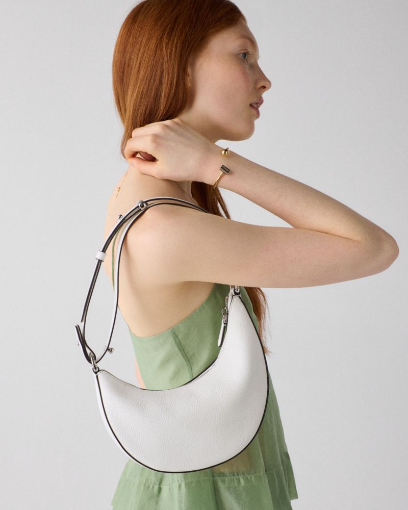 Kate Spade,Duo Crossbody Bag,Leather,Belt Bag,Crossbody,Logo,Adjustable,Removable Pouch,Gold Metal,Casual,Day Party,White