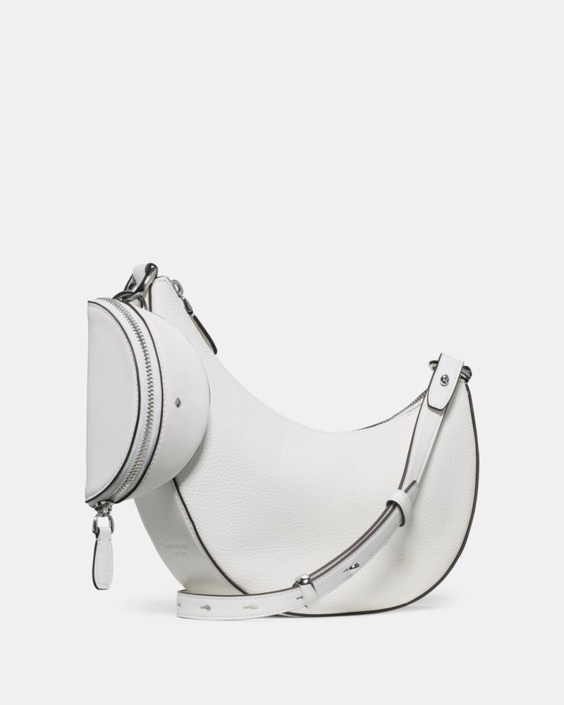 Kate Spade,Duo Crossbody Bag,Leather,Belt Bag,Crossbody,Logo,Adjustable,Removable Pouch,Gold Metal,Casual,Day Party,White