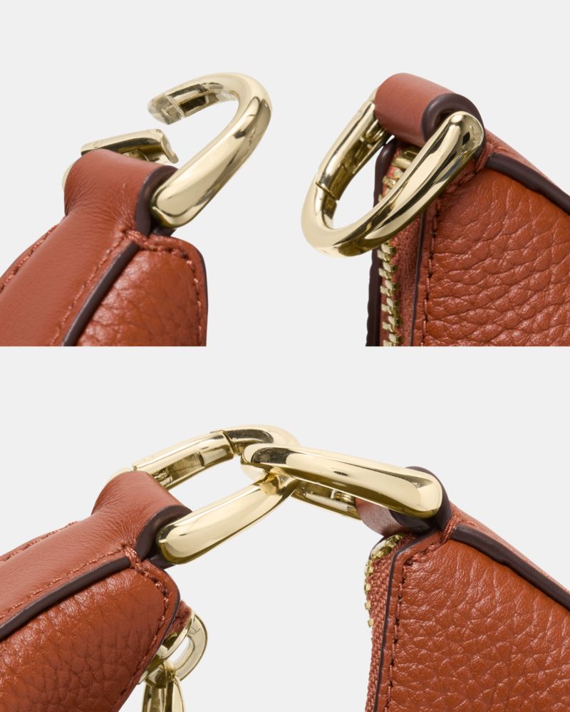 Kate Spade,Duo Crossbody Bag,Leather,Belt Bag,Crossbody,Logo,Adjustable,Removable Pouch,Gold Metal,Casual,Day Party,Brown