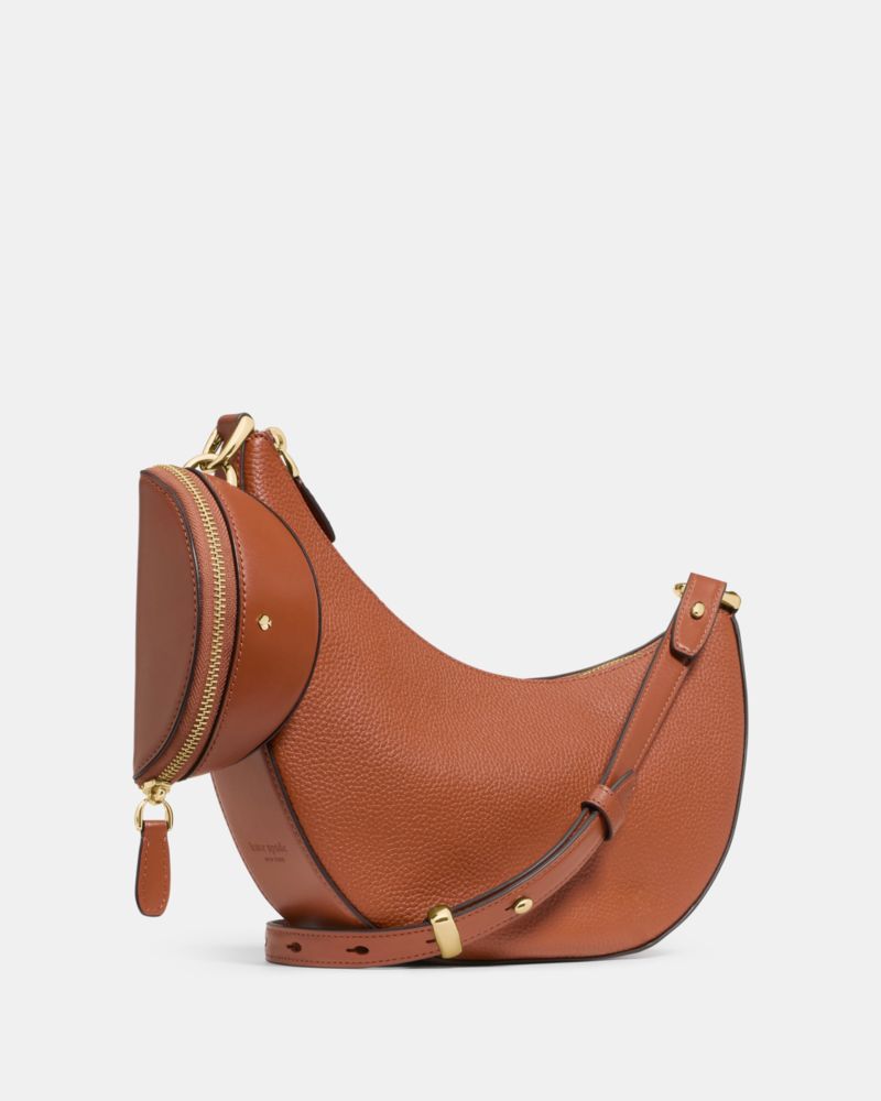 Kate Spade,Duo Crossbody Bag,Leather,Belt Bag,Crossbody,Logo,Adjustable,Removable Pouch,Gold Metal,Casual,Day Party,Brown