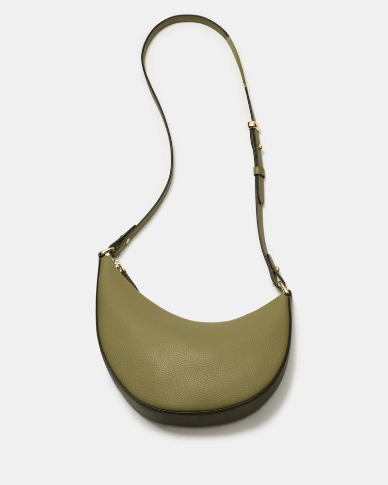 Kate Spade,Duo Crossbody Bag,Leather,Belt Bag,Crossbody,Logo,Gold Metal,Casual,Day Party,Olive