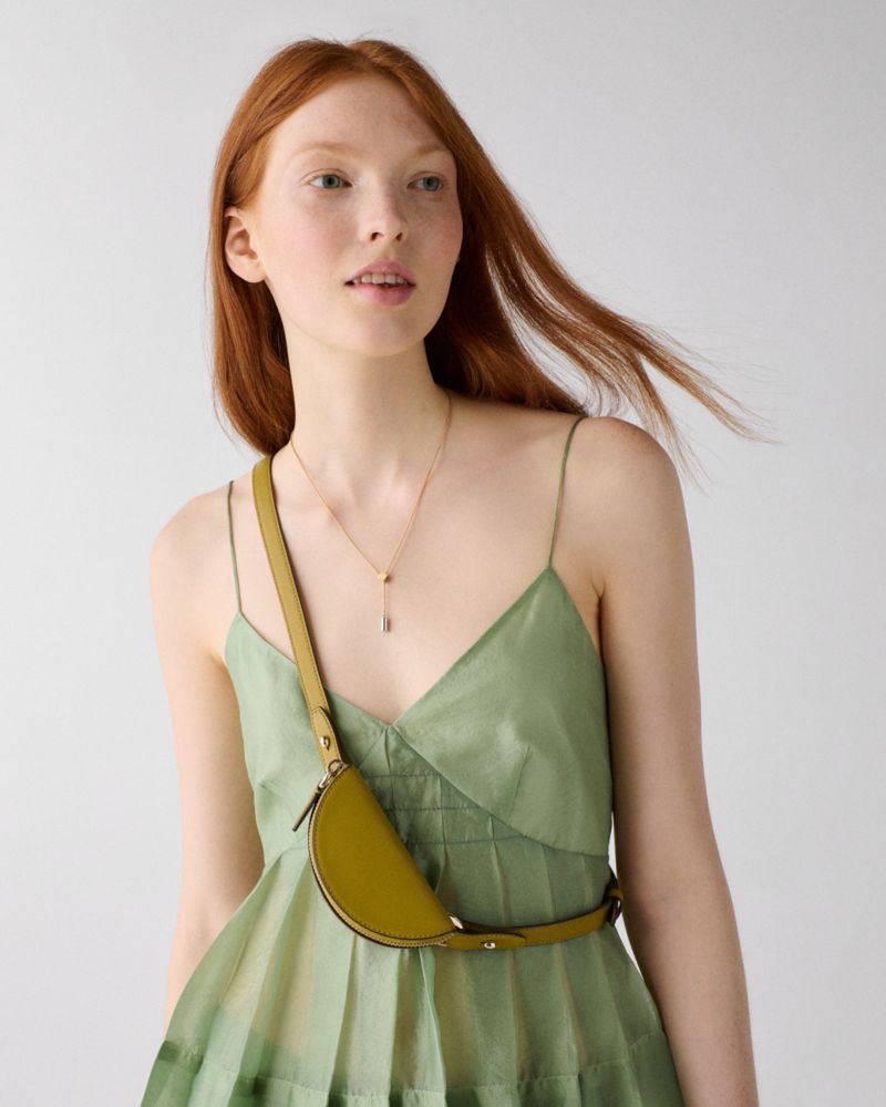 Kate Spade,Duo Crossbody Bag,Leather,Belt Bag,Crossbody,Logo,Adjustable,Removable Pouch,Gold Metal,Casual,Day Party,Green