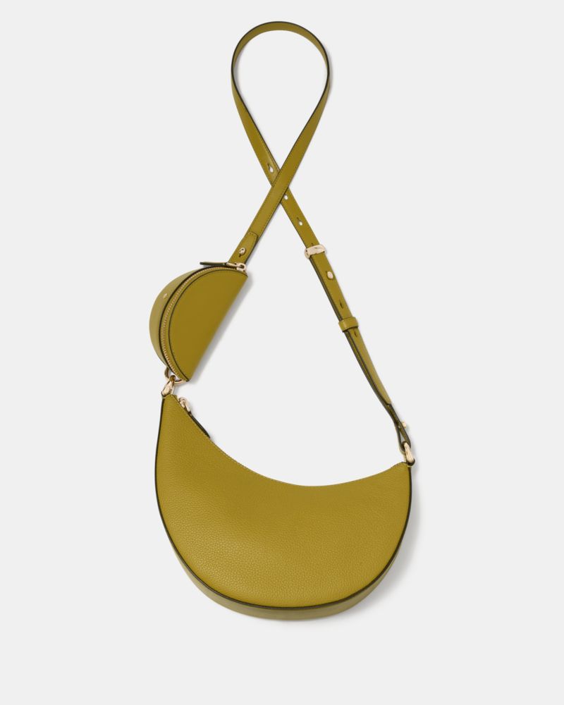 Kate Spade,Duo Crossbody Bag,Leather,Belt Bag,Crossbody,Logo,Adjustable,Removable Pouch,Gold Metal,Casual,Day Party,Green