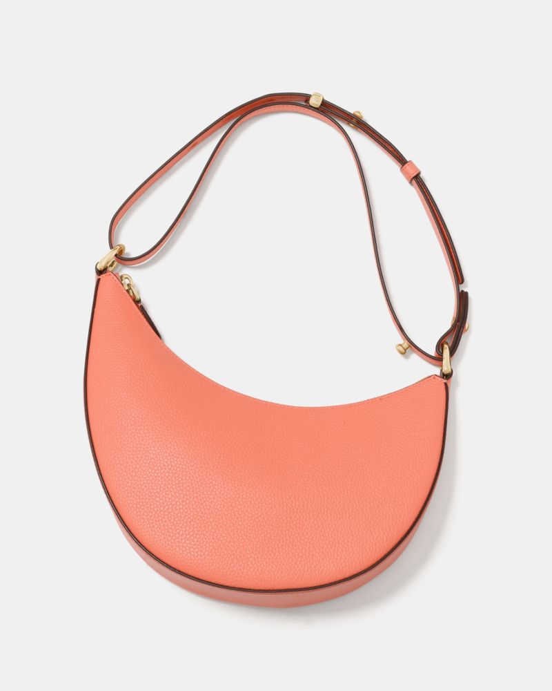 Kate Spade,Duo Crossbody Bag,Leather,Belt Bag,Crossbody,Logo,Adjustable,Removable Pouch,Gold Metal,Casual,Day Party,Coral,Front View