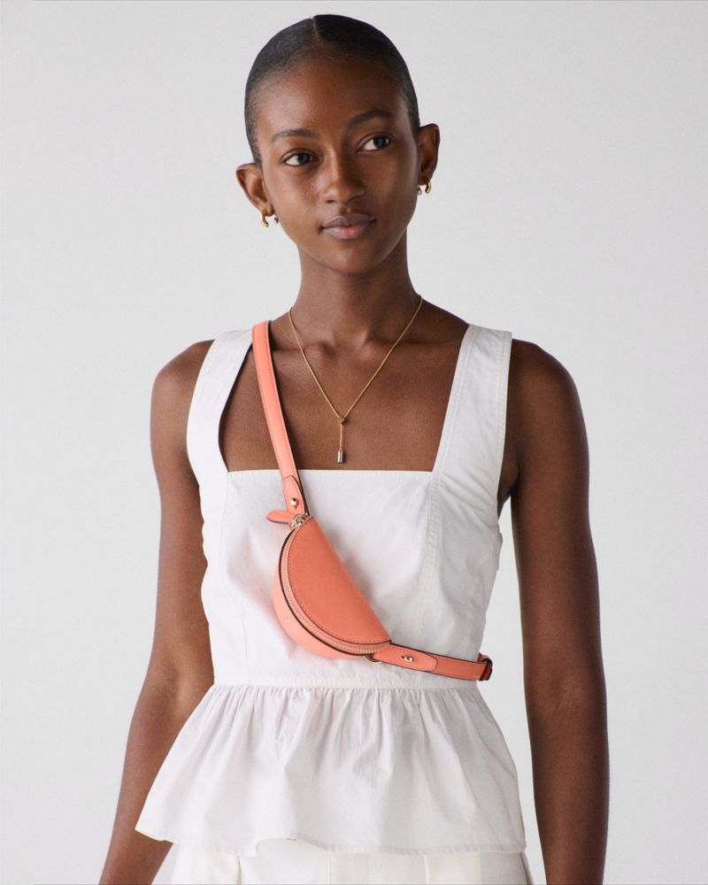 Kate Spade,Duo Crossbody Bag,Leather,Belt Bag,Crossbody,Logo,Adjustable,Removable Pouch,Gold Metal,Casual,Day Party,Coral