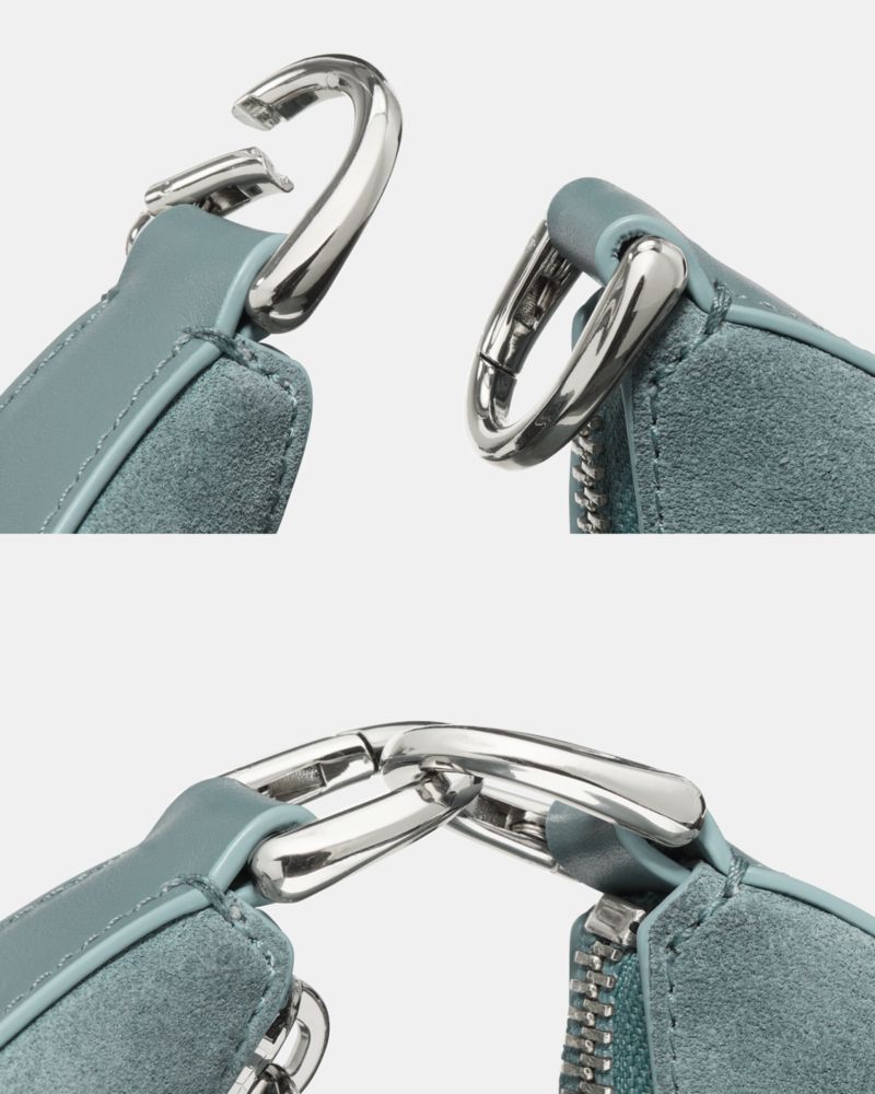 Kate Spade,Duo Suede Crossbody Bag,Canvas,Suede,Lining Canvas,Leather,Hobo,Embossed, Logo, Gold Embellishment, Stud Detail...,Green