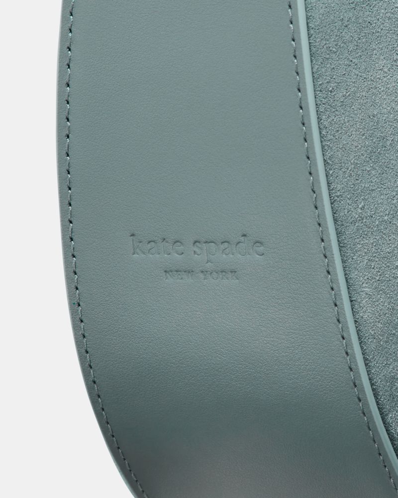 Kate Spade,Duo Suede Crossbody Bag,Canvas,Suede,Lining Canvas,Leather,Hobo,Embossed, Logo, Gold Embellishment, Stud Detail...,Green