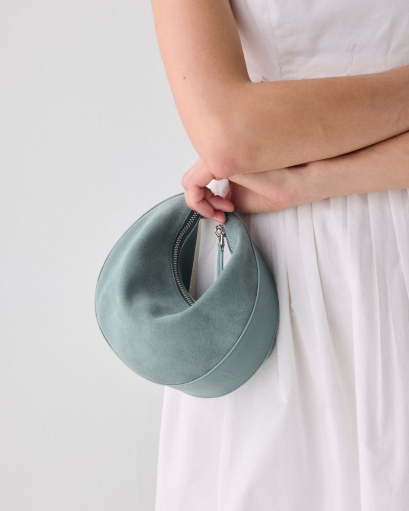 Kate Spade,Duo Suede Crossbody Bag,Canvas,Suede,Lining Canvas,Leather,Hobo,Embossed, Logo, Gold Embellishment, Stud Detail...,Green