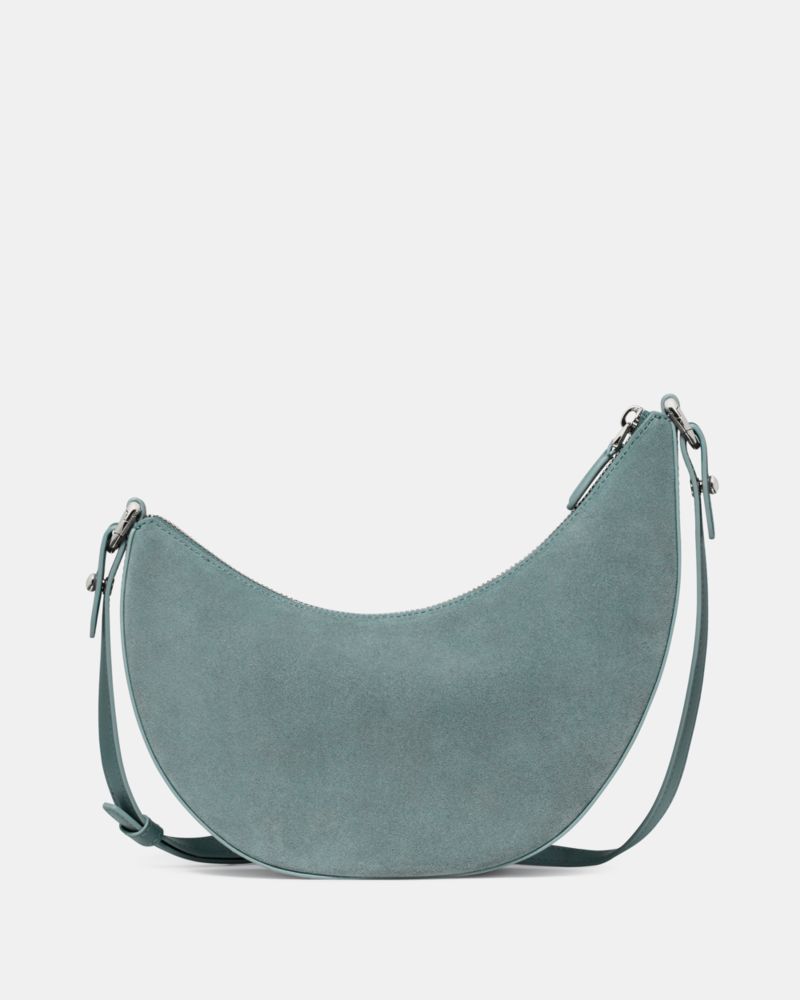 Kate Spade,Duo Suede Crossbody Bag,Canvas,Suede,Lining Canvas,Leather,Hobo,Embossed, Logo, Gold Embellishment, Stud Detail...,Green