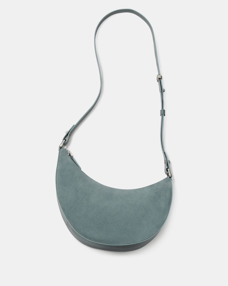 Kate Spade,Duo Suede Crossbody Bag,Canvas,Suede,Lining Canvas,Leather,Hobo,Embossed, Logo, Gold Embellishment, Stud Detail...,Green