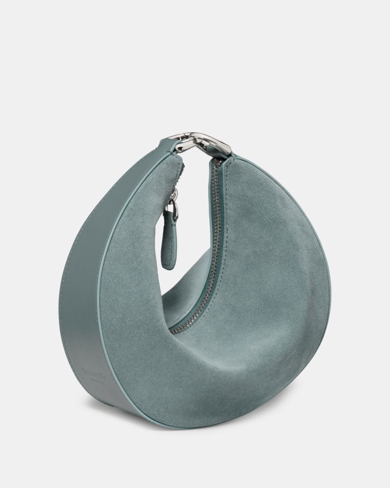 Kate Spade,Duo Suede Crossbody Bag,Canvas,Suede,Lining Canvas,Leather,Hobo,Embossed, Logo, Gold Embellishment, Stud Detail...,Green