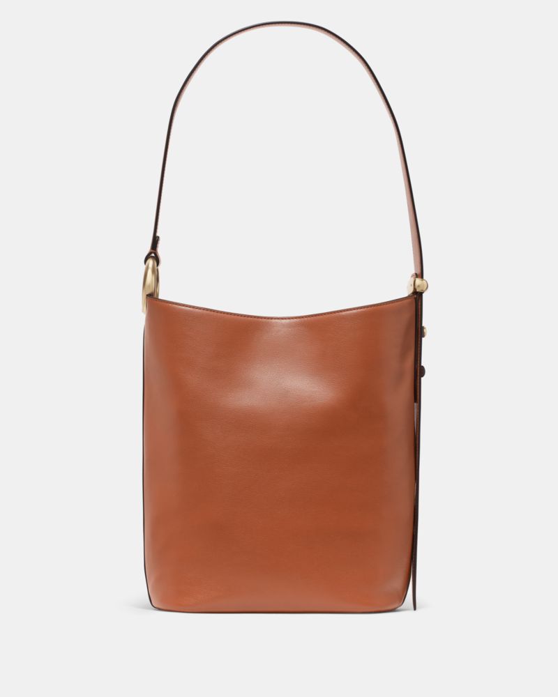 Kate Spade,Halo Bucket Bag,Lining Canvas,Leather,Canvas,Bucket,Logo,Metal,Embellished,Circle,Adjustable,Lined,Silver Metal...,