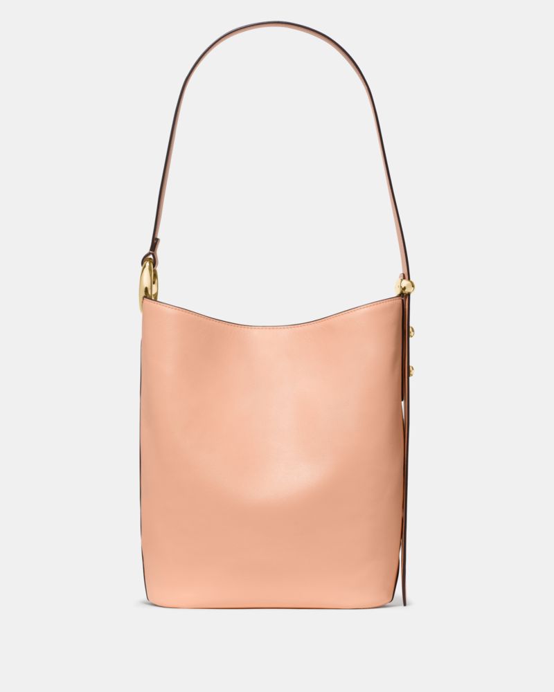 Kate Spade,Halo Bucket Bag,Lining Canvas,Leather,Canvas,Bucket,Logo,Metal,Embellished,Circle,Adjustable,Lined,Silver Metal...,