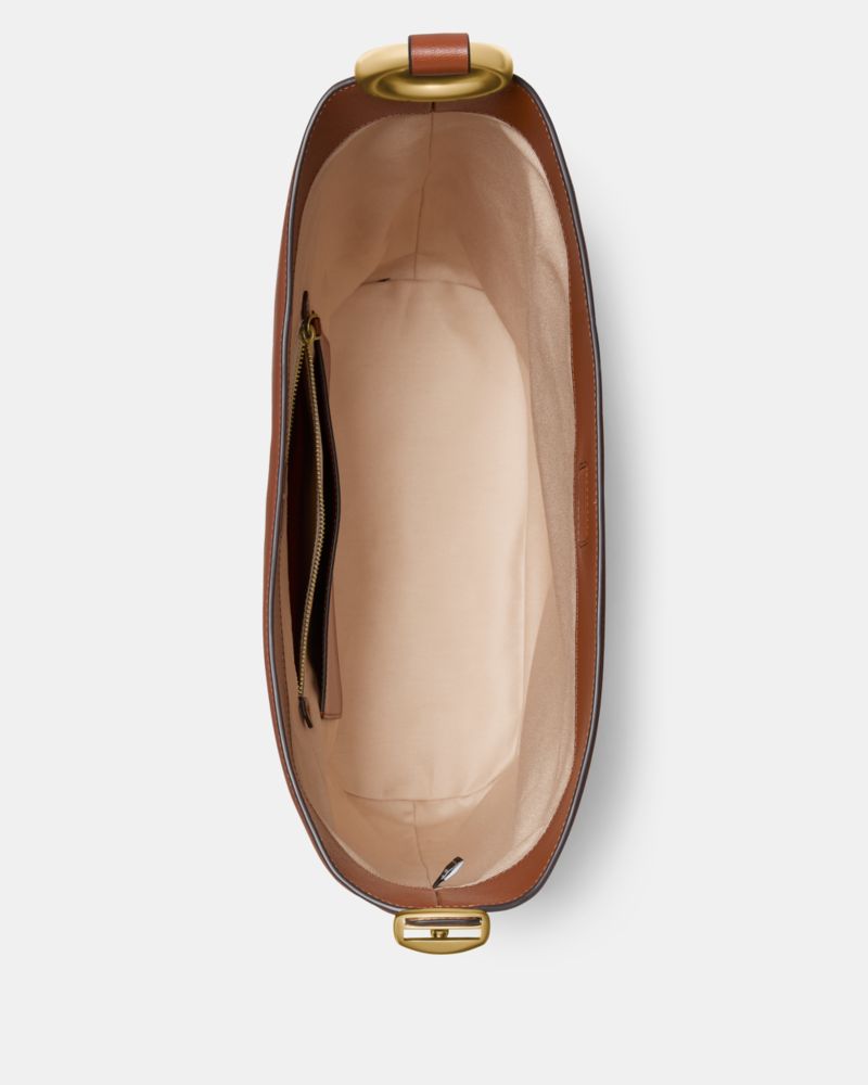 Kate Spade,Halo Large Bucket Bag,Lining Twill,Twill,Leather,Bucket,Hobo,Metal,Circle,Logo,Adjustable,Lined,Silver Metal,Ca...,