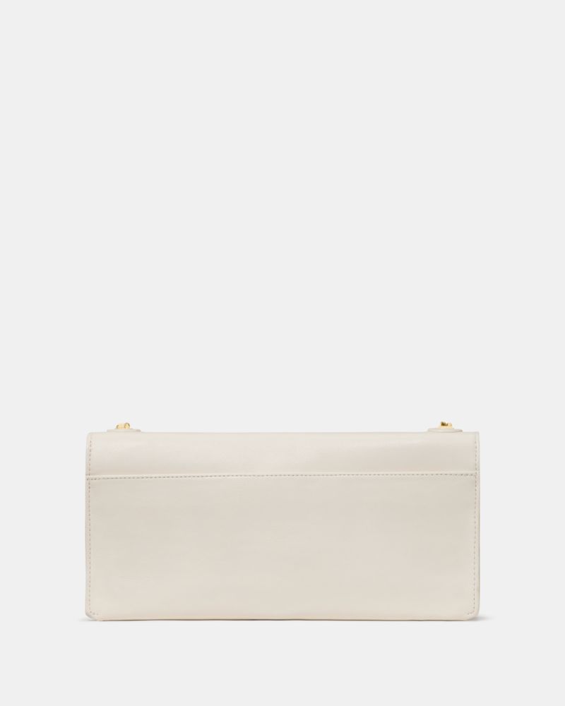 Kate Spade,Deco Soft Shoulder Bag,Leather,Shoulder Bag,Metal,Chain Detail,Gold Metal,Day Party,White