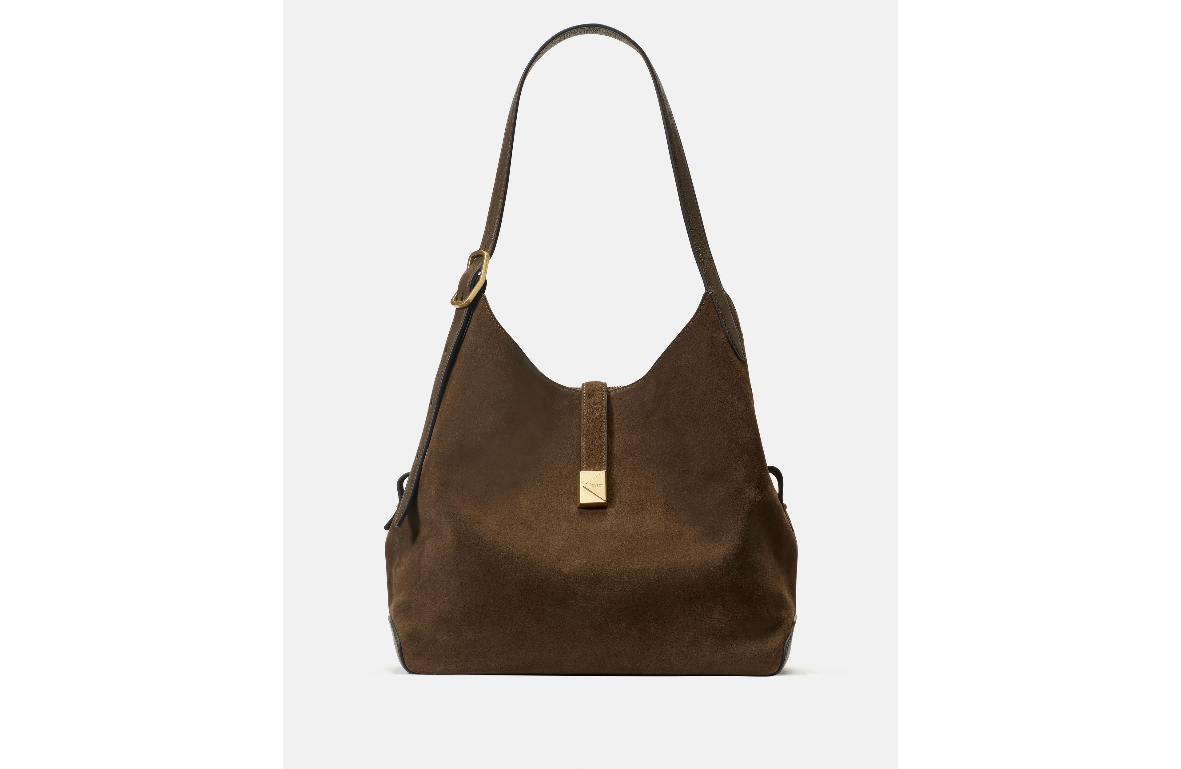 Deco Suede Large Shoulder Bag