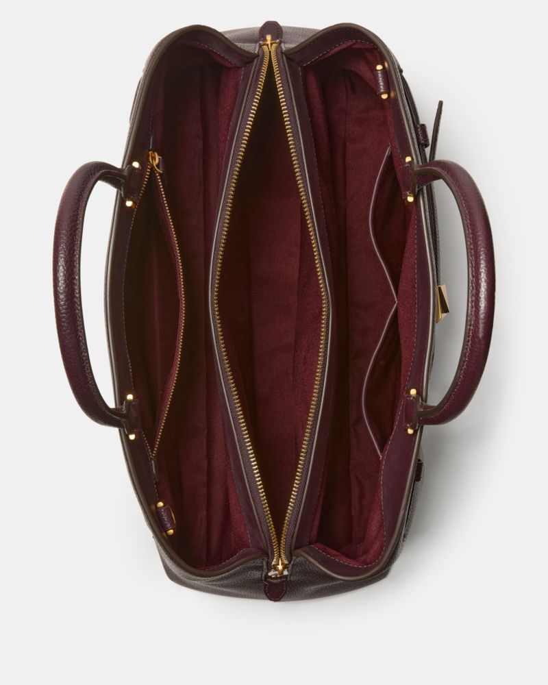 Kate Spade,Deco Work Tote,Leather,Satchel,Adjustable,Gold Metal,Work,Maroon