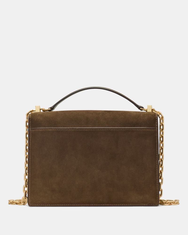 Kate Spade,Deco Suede Chain Shoulder Bag,Leather,Suede,Lining Canvas,Shoulder Bag,Metal Material,Metal,Logo,Adjustable,Gol...,Brown