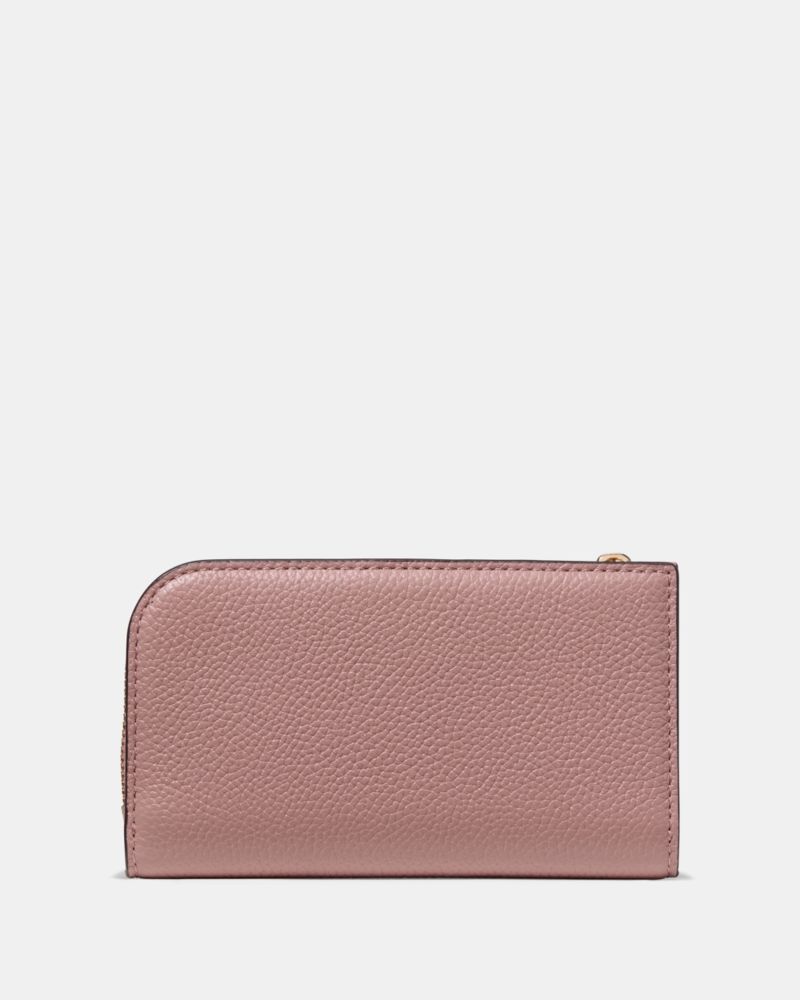 Kate Spade,Devin Small Slim Bifold Wallet,Leather,Bi Fold,Metal,Logo,Casual,Blush