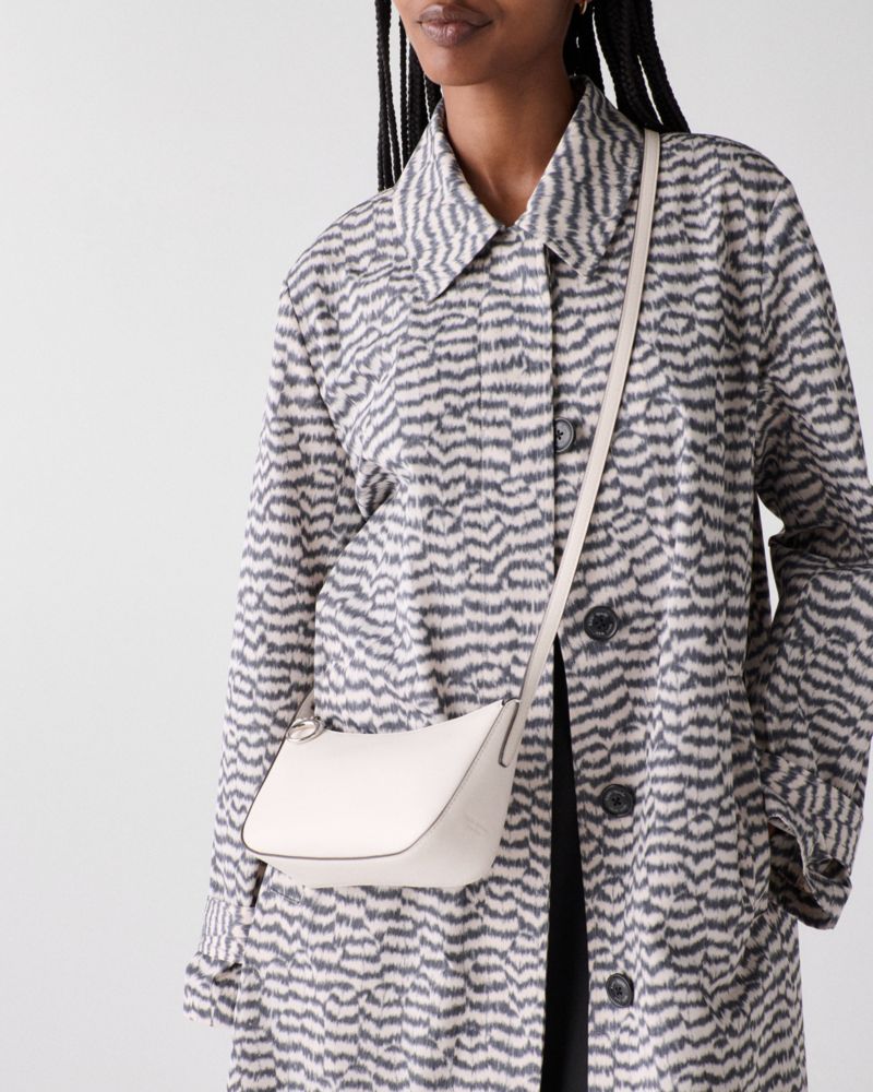 Kate Spade,Halo Crossbody Bag,Leather,Twill,Lining Twill,Crossbody,Circle,Metal,Embellished,Compact,Adjustable,Lined,Silve...,