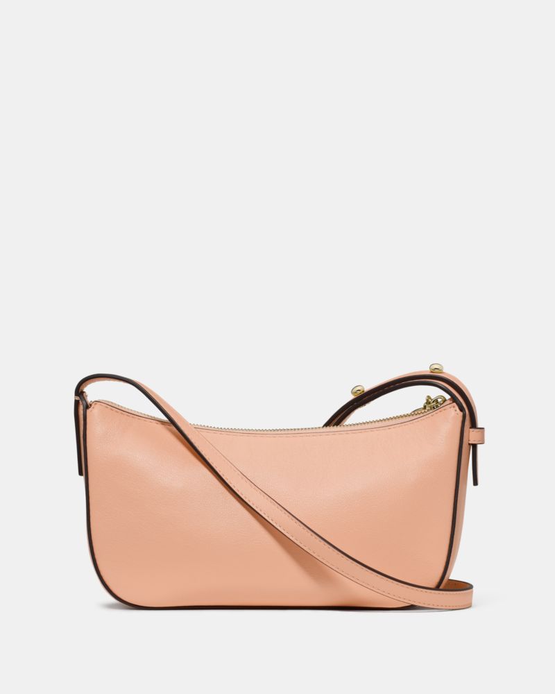 Kate Spade,Halo Crossbody Bag,Lining Twill,Leather,Twill,Crossbody,Metal,Circle,Embellished,Lined,Adjustable,Compact,Silve...,