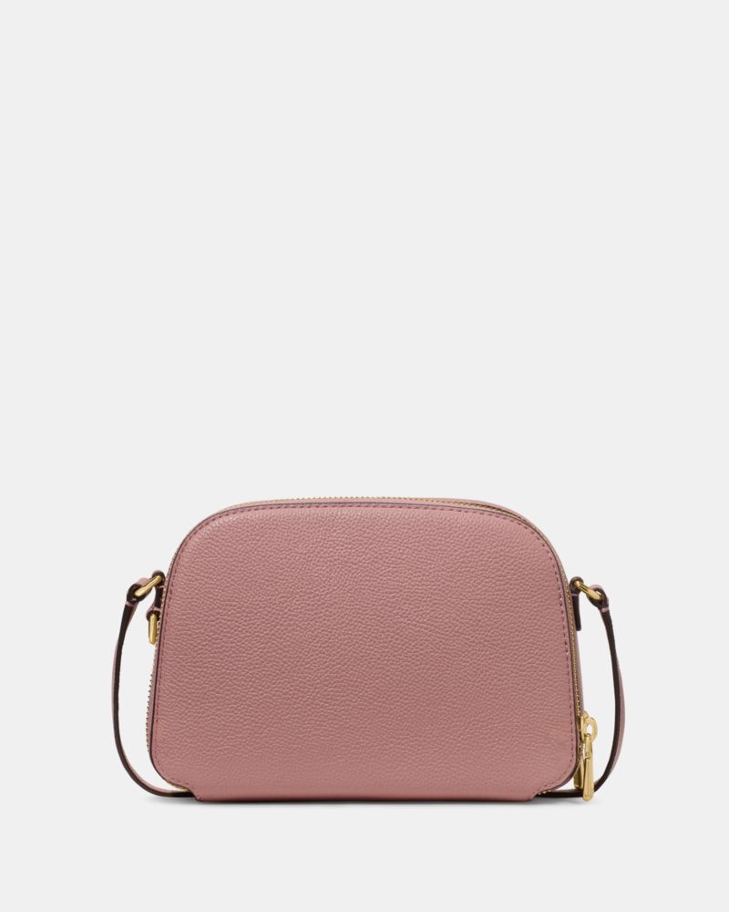 Kate Spade,Serena Double Zip Dome Crossbody,Leather,Crossbody,Metal,Logo,Casual,Blush