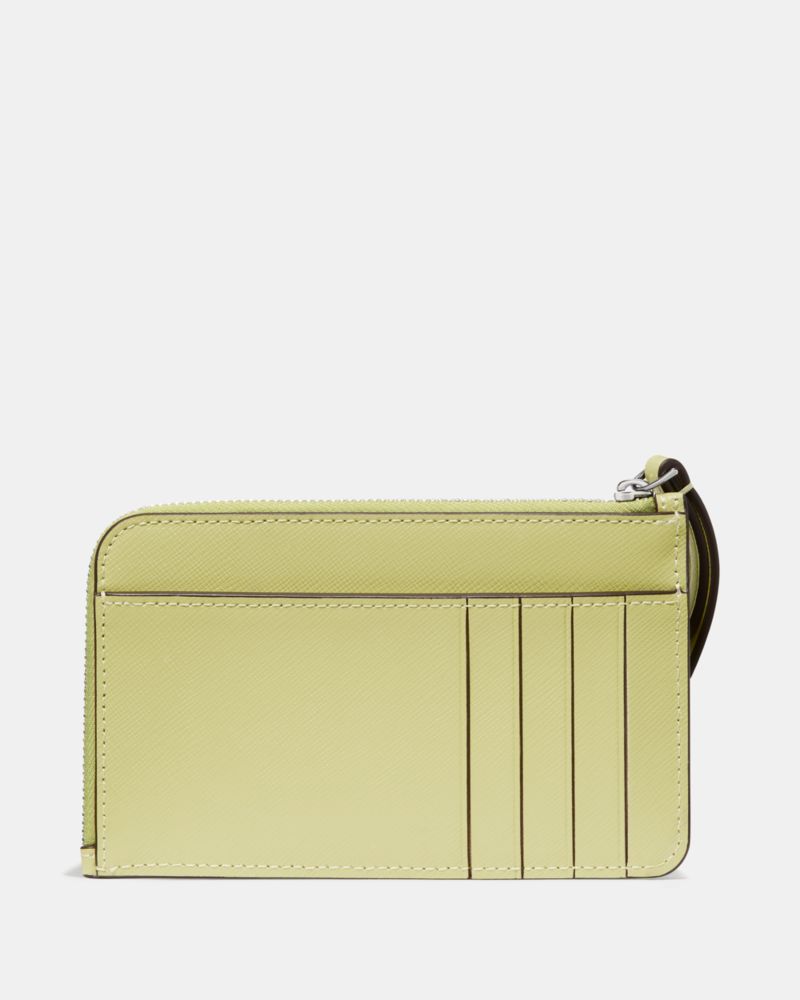 Kate Spade,Lucy Small Card Holder Wristlet,Leather,Coin,Card Case,Wristlet,Metal,Logo,Casual,Green