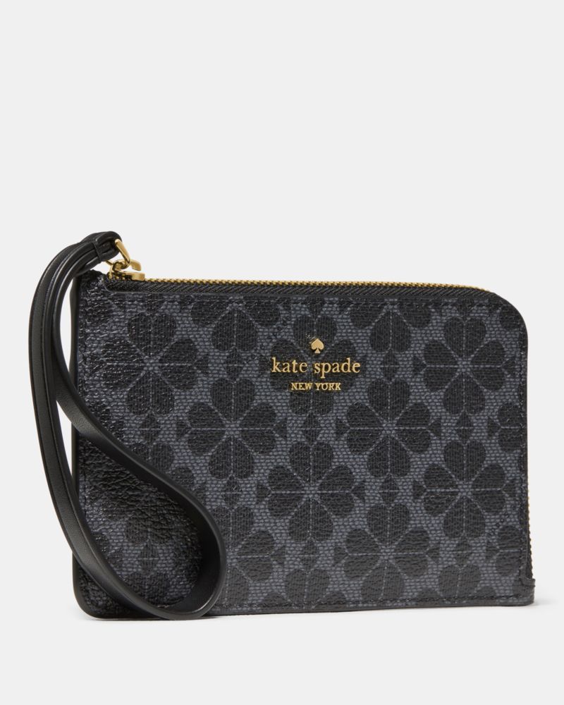 Kate Spade,Lucy Spade Flower Small Card Holder Wristlet,Synthetic,Vinyl,Coin,Wristlet,Card Case,PVC,Plastic,Logo,Metal,Gus...,Multi Color