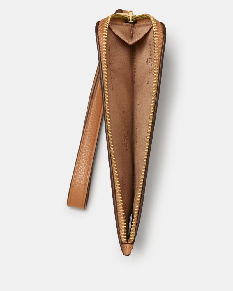 Kate Spade,Lucy Small Card Holder Wristlet,Leather,Coin,Card Case,Wristlet,Metal,Logo,Casual,Brown