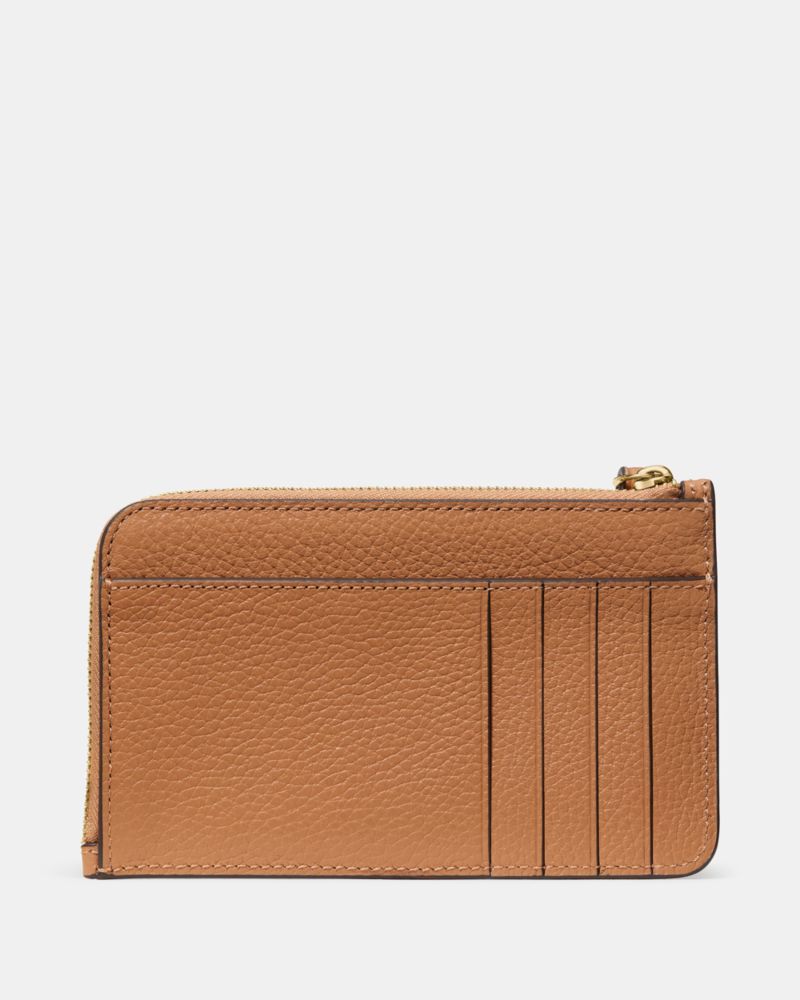 Kate Spade,Lucy Small Card Holder Wristlet,Leather,Coin,Card Case,Wristlet,Metal,Logo,Casual,Brown