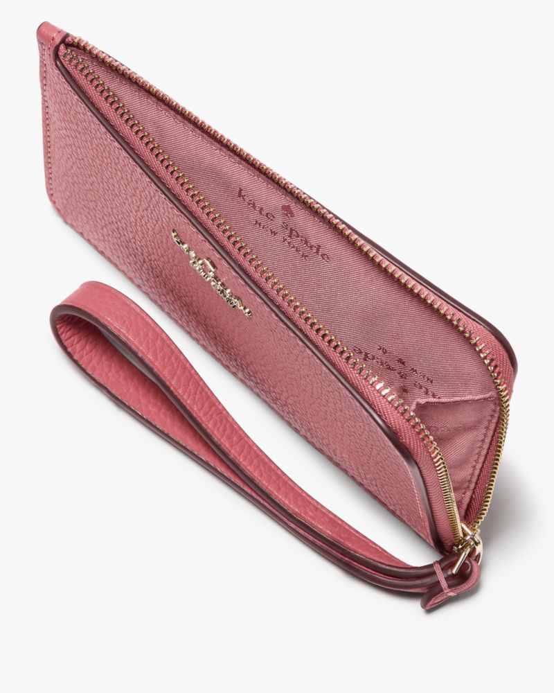 Kate Spade,Lucy Small Card Holder Wristlet,Leather,Wristlet,Coin,Card Case,Metal,Logo,Casual,Blush