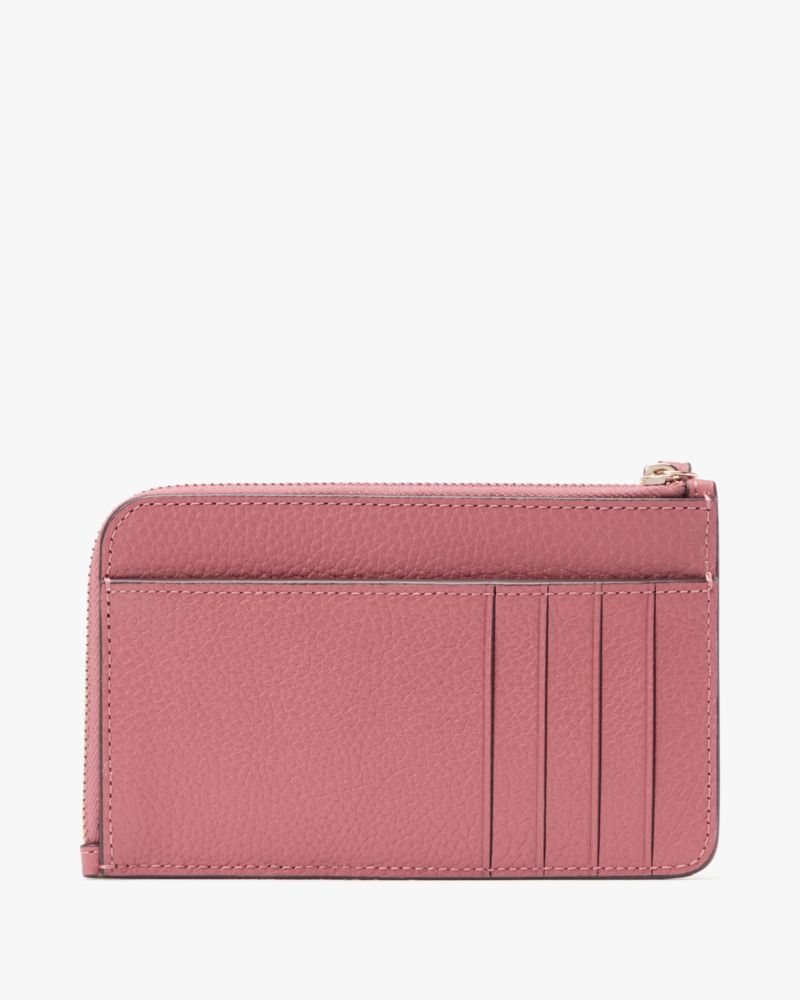 Kate Spade,Lucy Small Card Holder Wristlet,Leather,Wristlet,Coin,Card Case,Metal,Logo,Casual,Blush