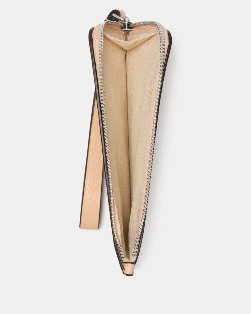 Kate Spade,Lucy Small Card Holder Wristlet,Leather,Coin,Wristlet,Card Case,Logo,Metal,Casual,Beige