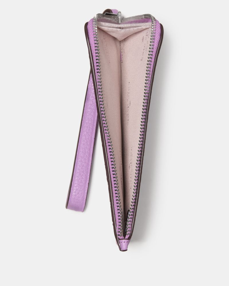 Kate Spade,Lucy Small Card Holder Wristlet,Leather,Coin,Card Case,Wristlet,Metal,Logo,Casual,Lavender