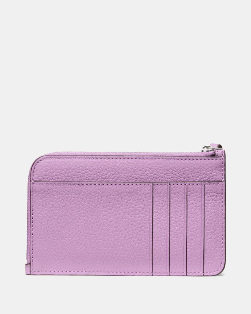 Kate Spade,Lucy Small Card Holder Wristlet,Leather,Coin,Card Case,Wristlet,Metal,Logo,Casual,Lavender