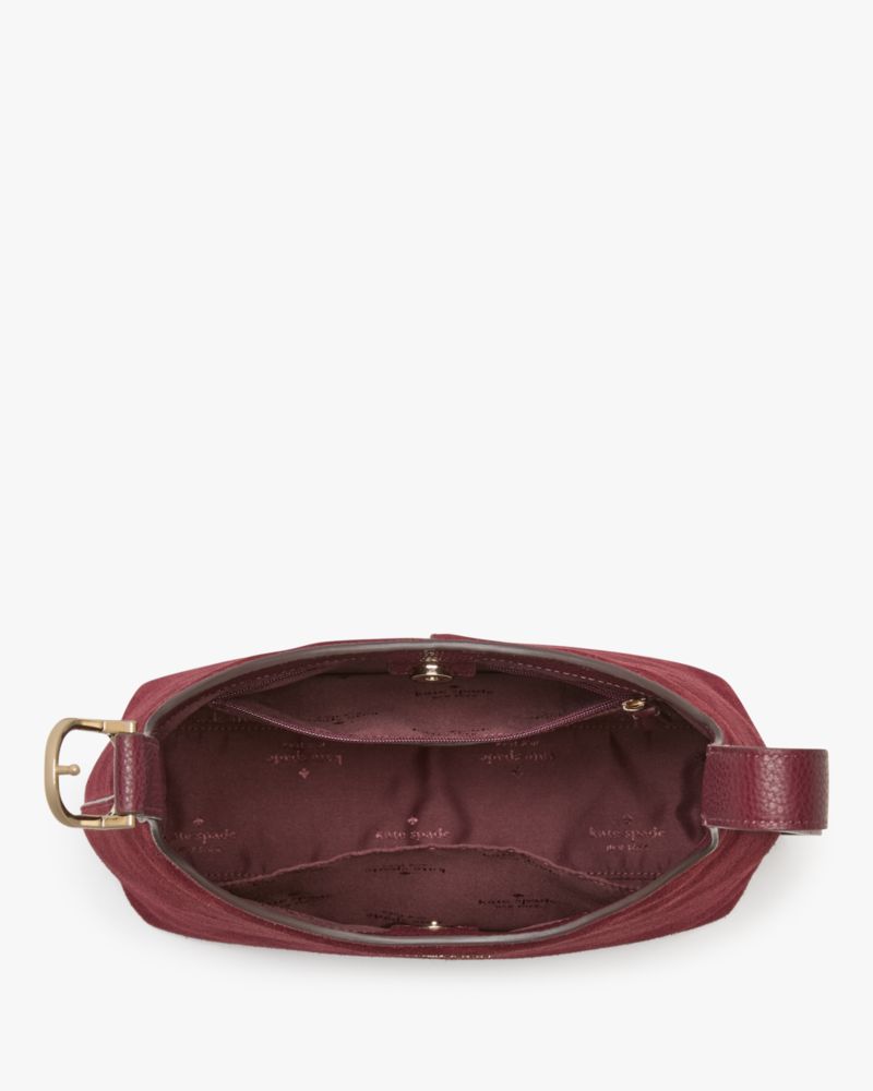 Kate Spade,454 Suede Small Shoulder Bag,Mixed Media,Suede,Shoulder Bag,Mixed Metal,Casual,Maroon